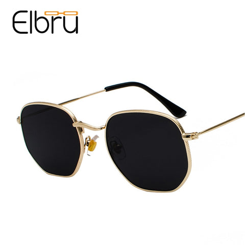 Elbru Vintage Square Mens Sunglasses 2019 Brand Designers Metal Frame Black Sun Glasses Women Unisex Summer Style oculos de los