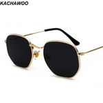 Kachawoo vintage gold sunglasses men square metal frame