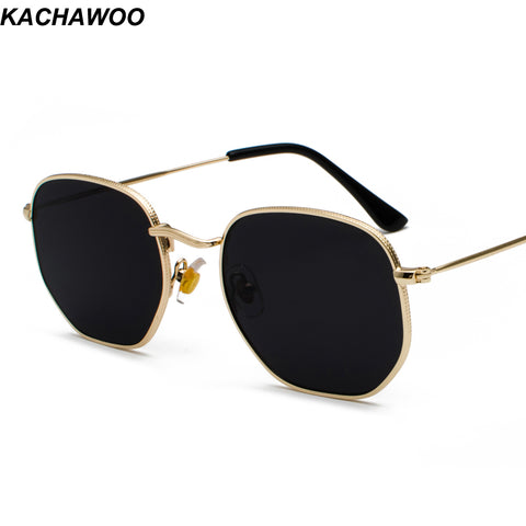 Kachawoo vintage gold sunglasses men square metal frame