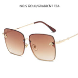 Luxury Square Bee Sunglasses Women  Retro Brand