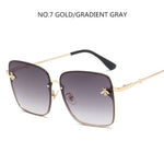 Luxury Square Bee Sunglasses Women  Retro Brand